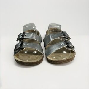 Old Navy Unisex Baby 0-3 MONTHS Double Silver Strap Sandals w/ Buckles